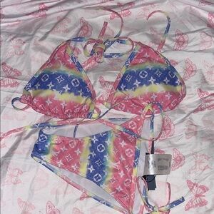 Rainbow Monogram Triangle Bikini Set
